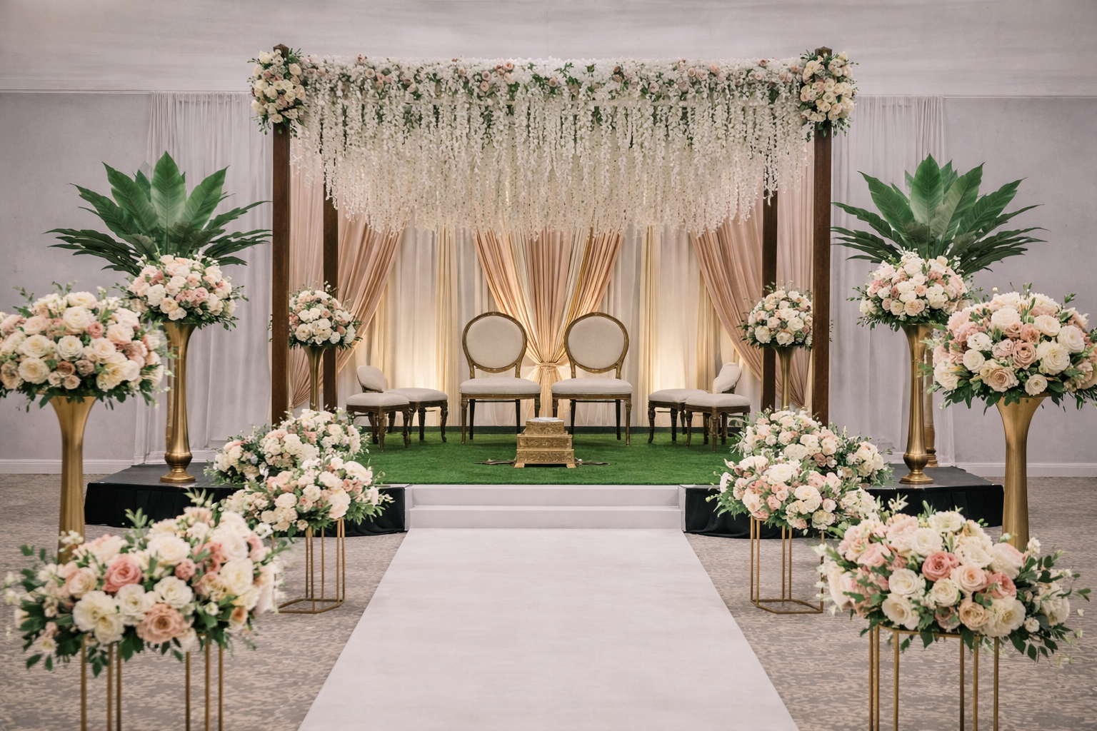 Luxury gold-themed wedding mandap